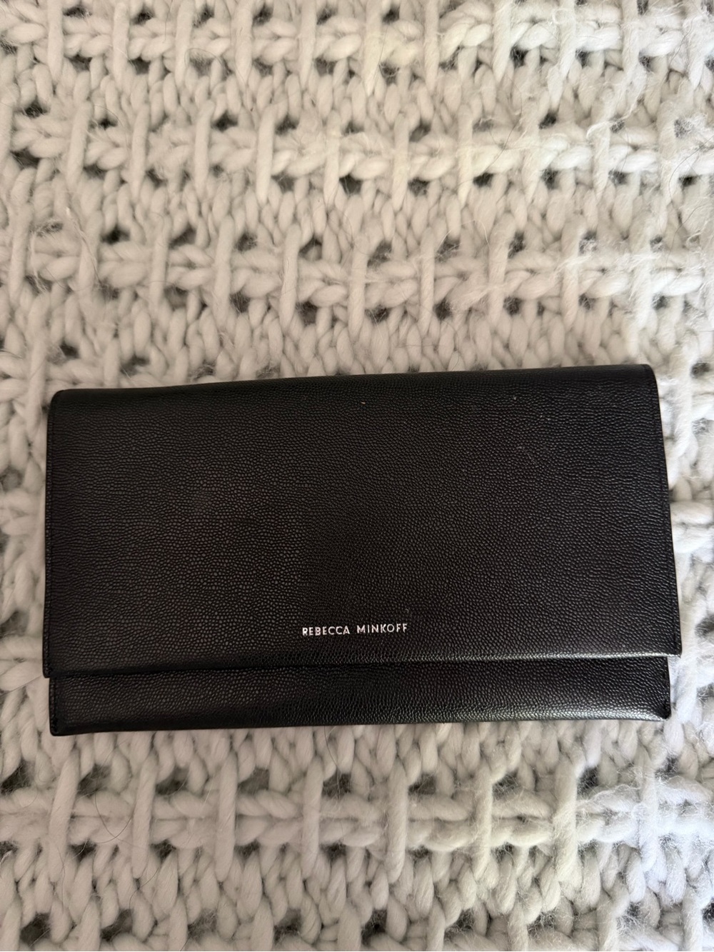 Rebecca Minkoff Black Leather Fold-Over Card Holder Wallet